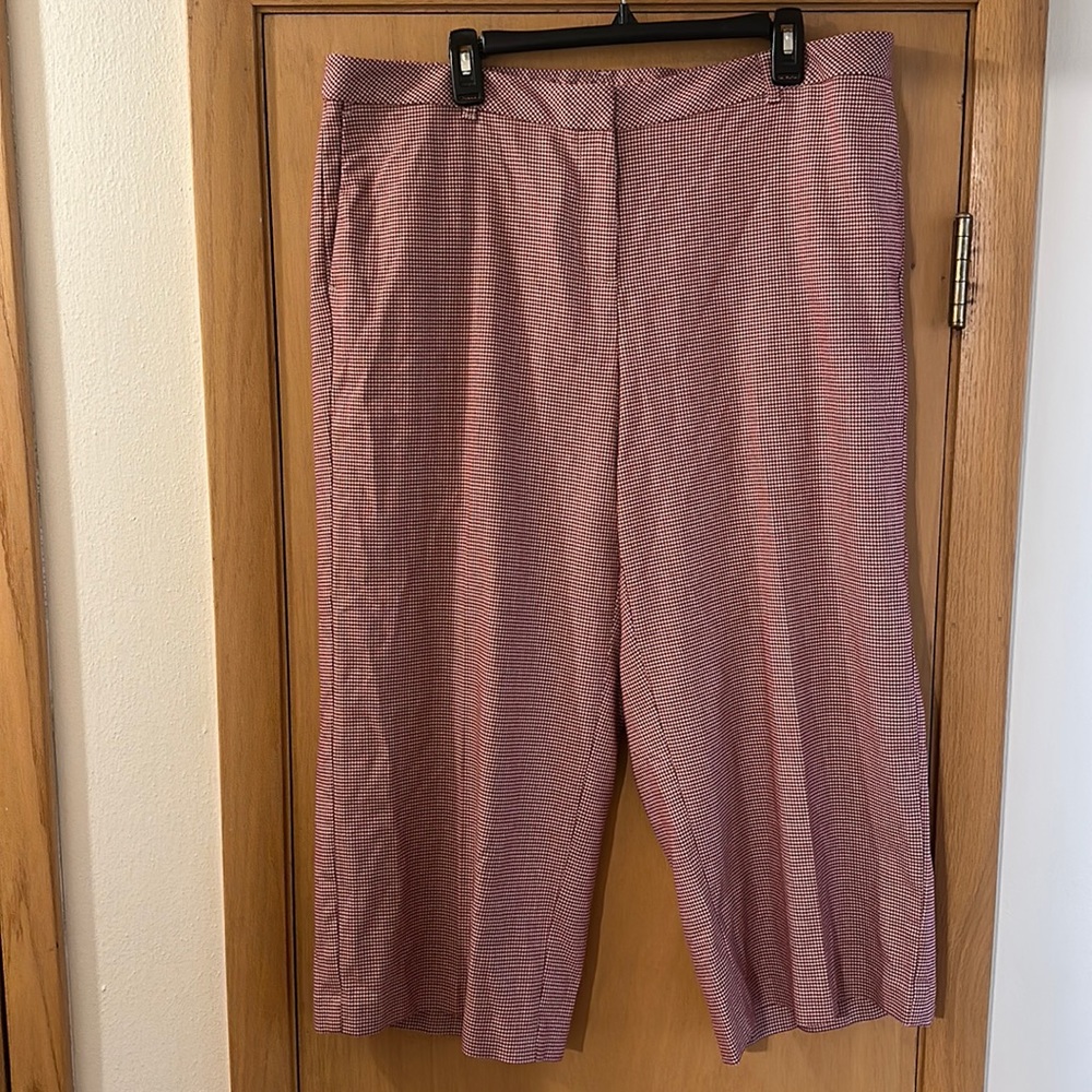 J. Jill Women’s Gingham Wide Leg Capri Cropped Pants Red White Plus Size 20